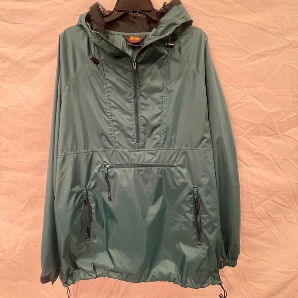 Vintage REI Co-Op Nylon Anorak Windbreaker Jacket Pullover Teal Green Large